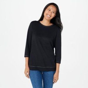 Gibson Women Knit Top 3/4 Sleeve Sweatshirts L NEW